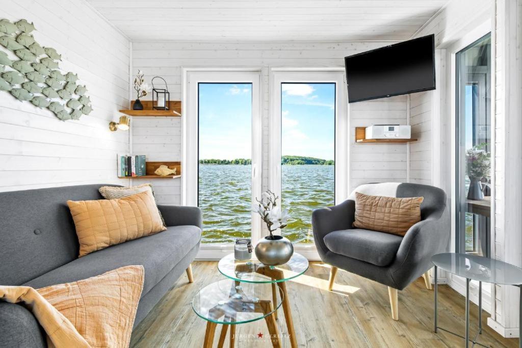 Hausboot Gluecksmomente Mit Dachterrasse In Schleswig Am Ostseefjord Schlei Exteriör bild